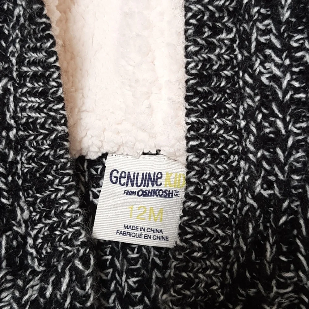 Gymboree 12M  Black and Off White Knit Toggle Sweater Jacket